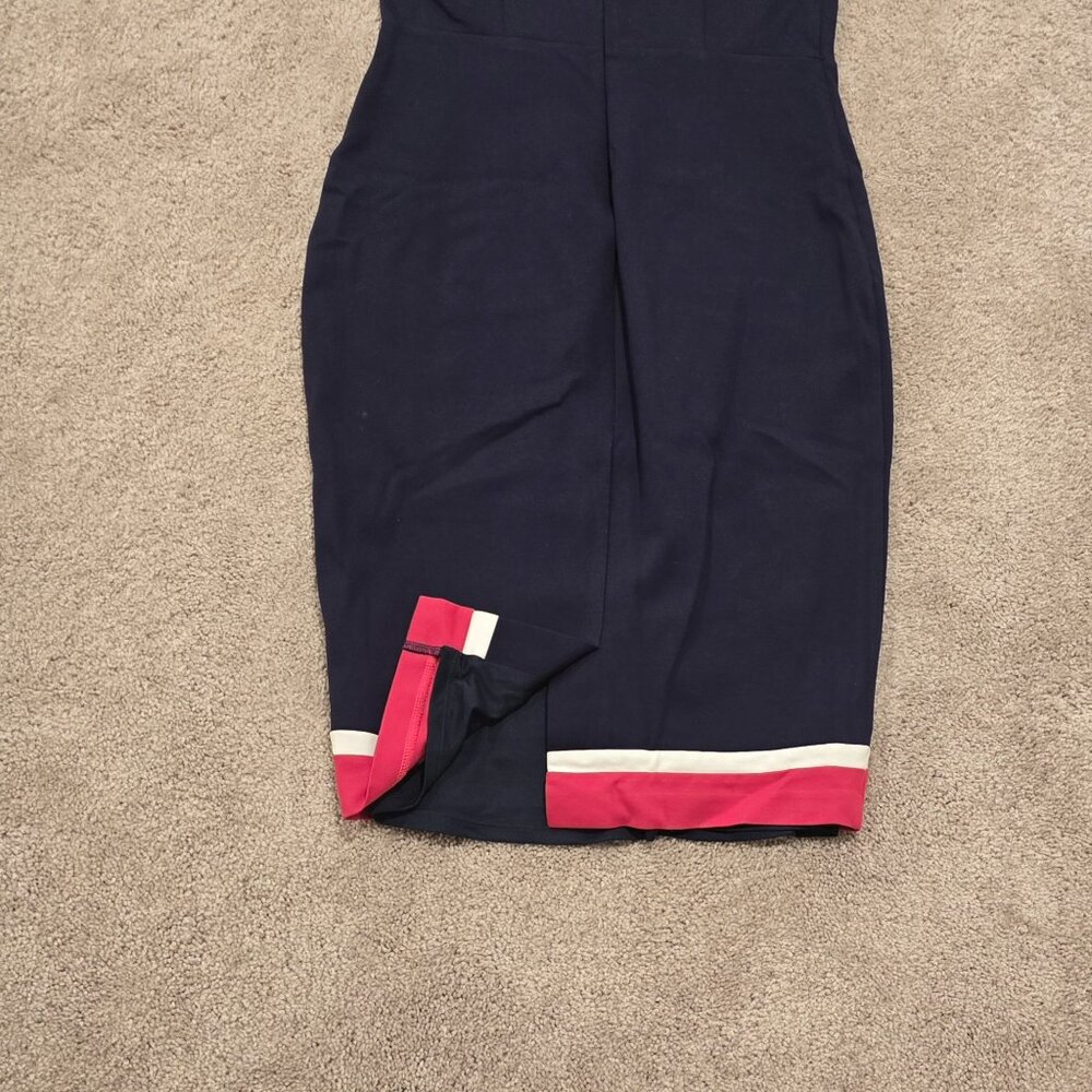 Boden Flora Ponte Navy Blue Color Block Camellia Shift Dress | Sz 6 - Picture 6 of 8